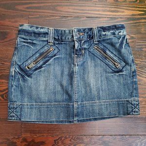 Vintage dark wash denim mini skirt, 99% cotton early 2000s